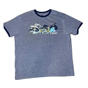 Walt Disney World Parks  50th Anniversary Park Icons Ringer Blue Shirt Adult XL